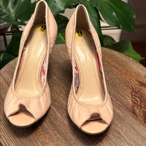 BCBGeneration Peep-Toe Wedges in Blush